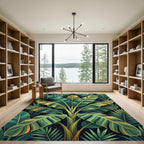 Lush Green Tropical Banana Leaf Canopy Rug