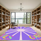 Purple Sun Rays Alphabet Rug