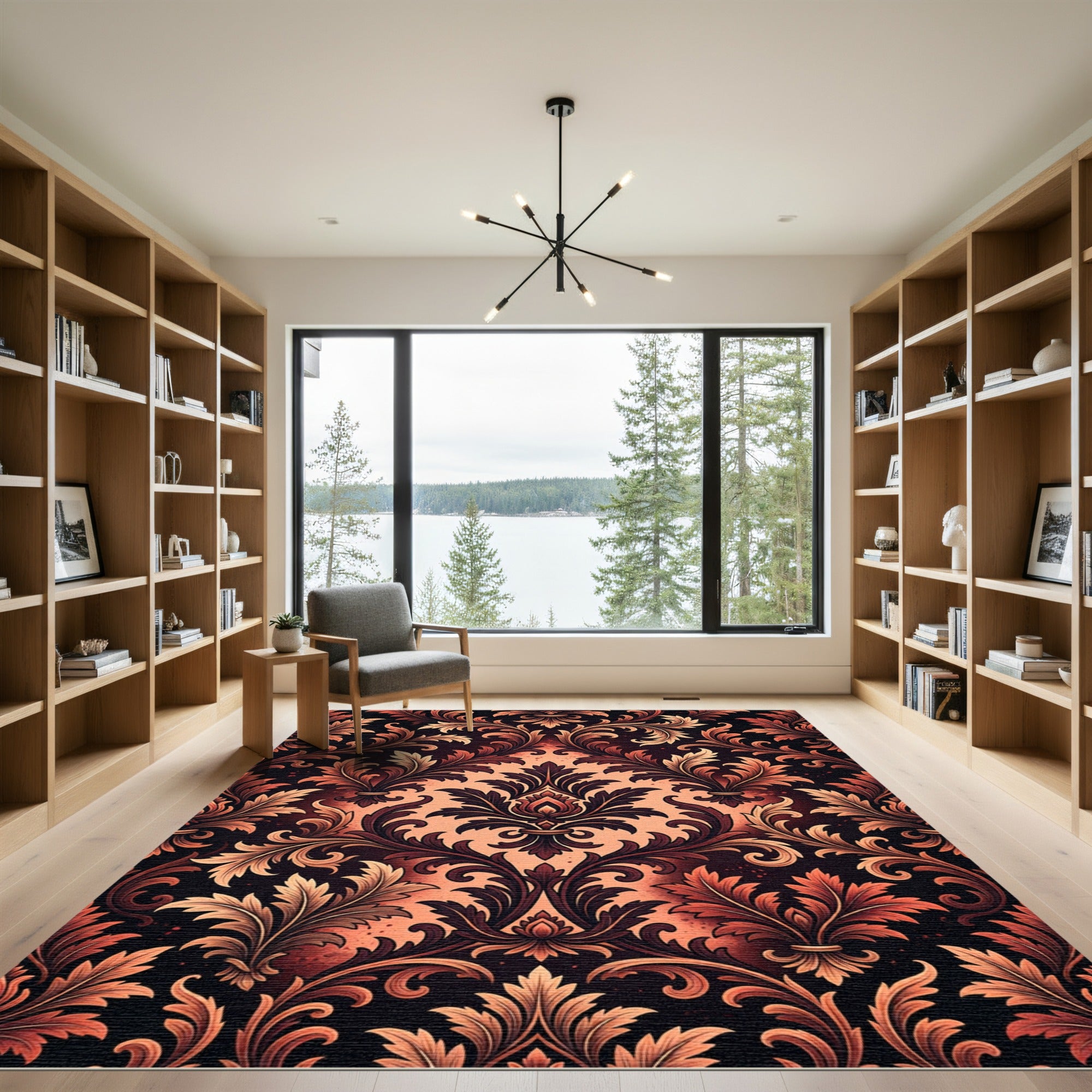 Royal Coral Acanthus Scrollwork Rug