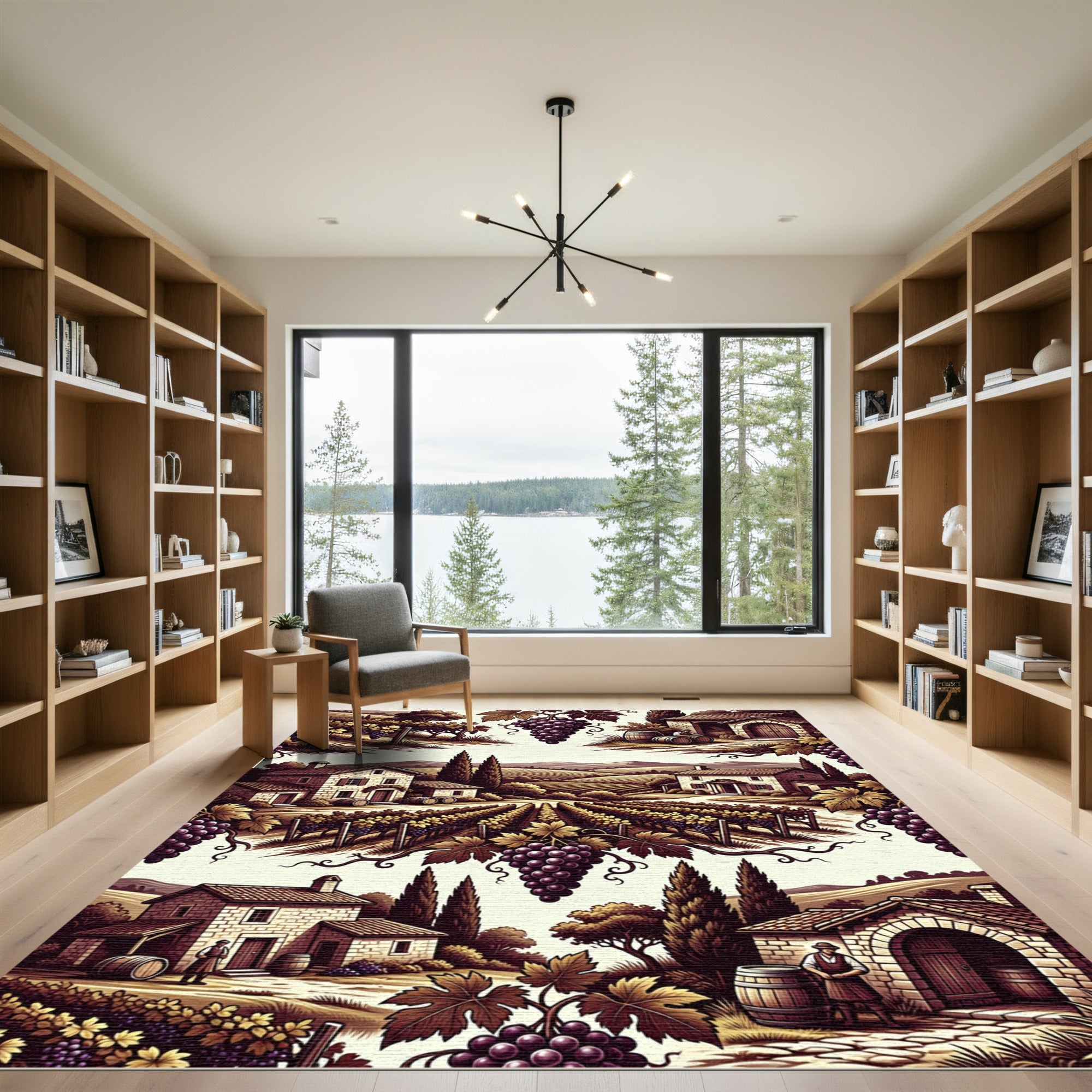 Tuscan Vineyard Estate Rustic Scene Rug
