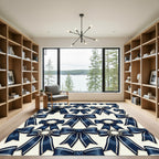 Navy Ribbon Bows and Rosette Medallions Rug