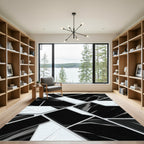 Modern Geometric Black White Shattered Rug