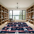 Navy Pink White Lighthouse Hearts Sailboat Rug