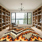 Fiery Orange Zigzag Ikat Flame Rug