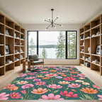 Pink Orange Floral Garden Companions Rug