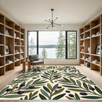 Olive Branch Botanical Cream Background Rug
