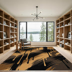 Abstract Espresso and Tan Drip Rug