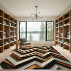 Abstract Earth Tone Chevron Layered Rug