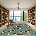 Vintage Beagle Dog Repeating Sage Interior Rug