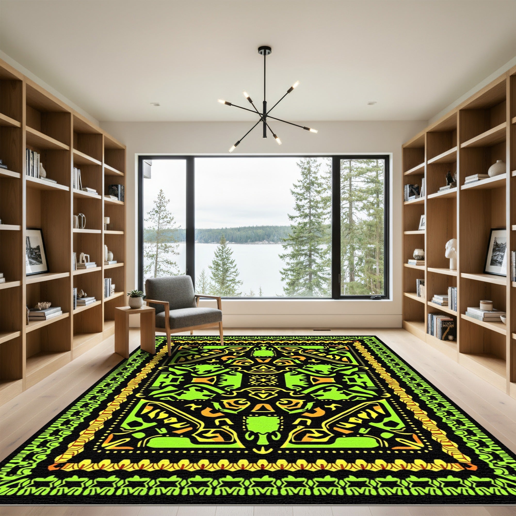 Tribal Lime Green Yellow Fusion Rug