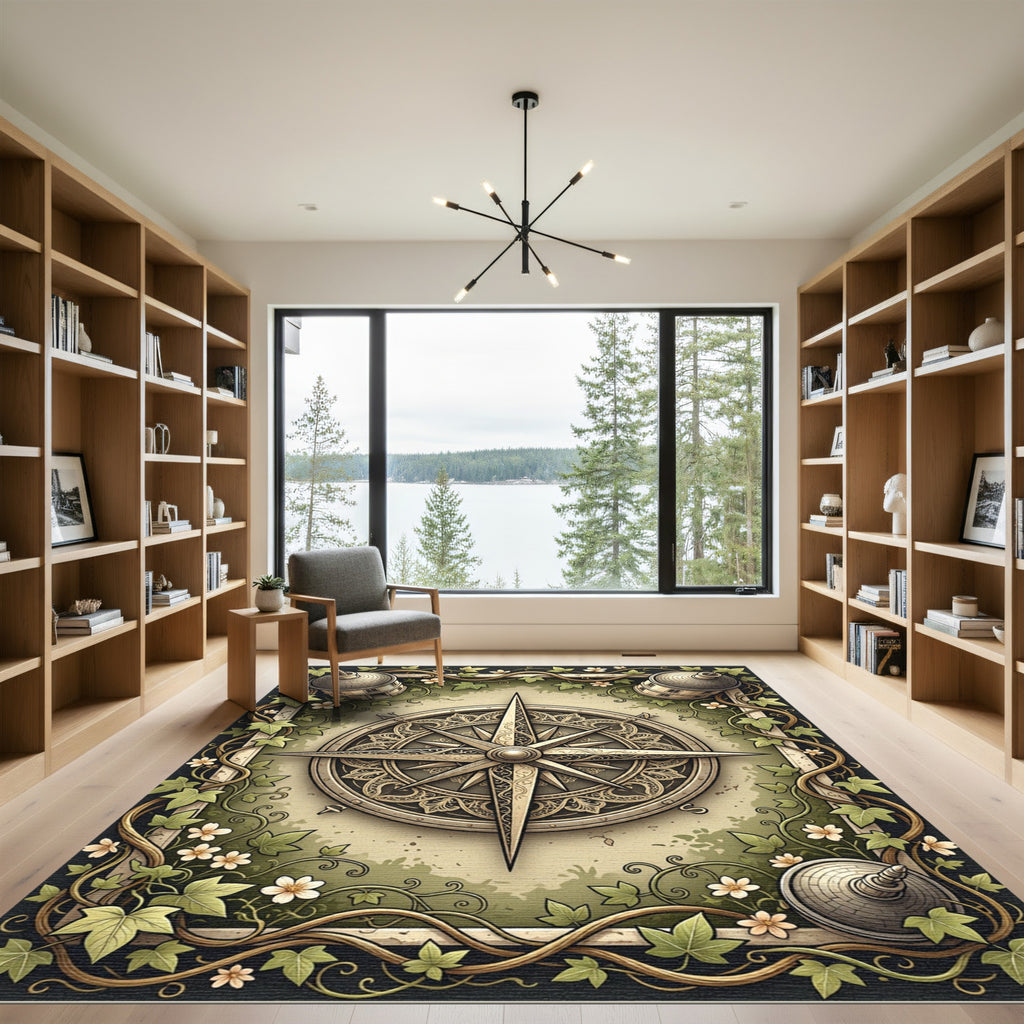 Enchanted Compass with Ivy Foliage Rug