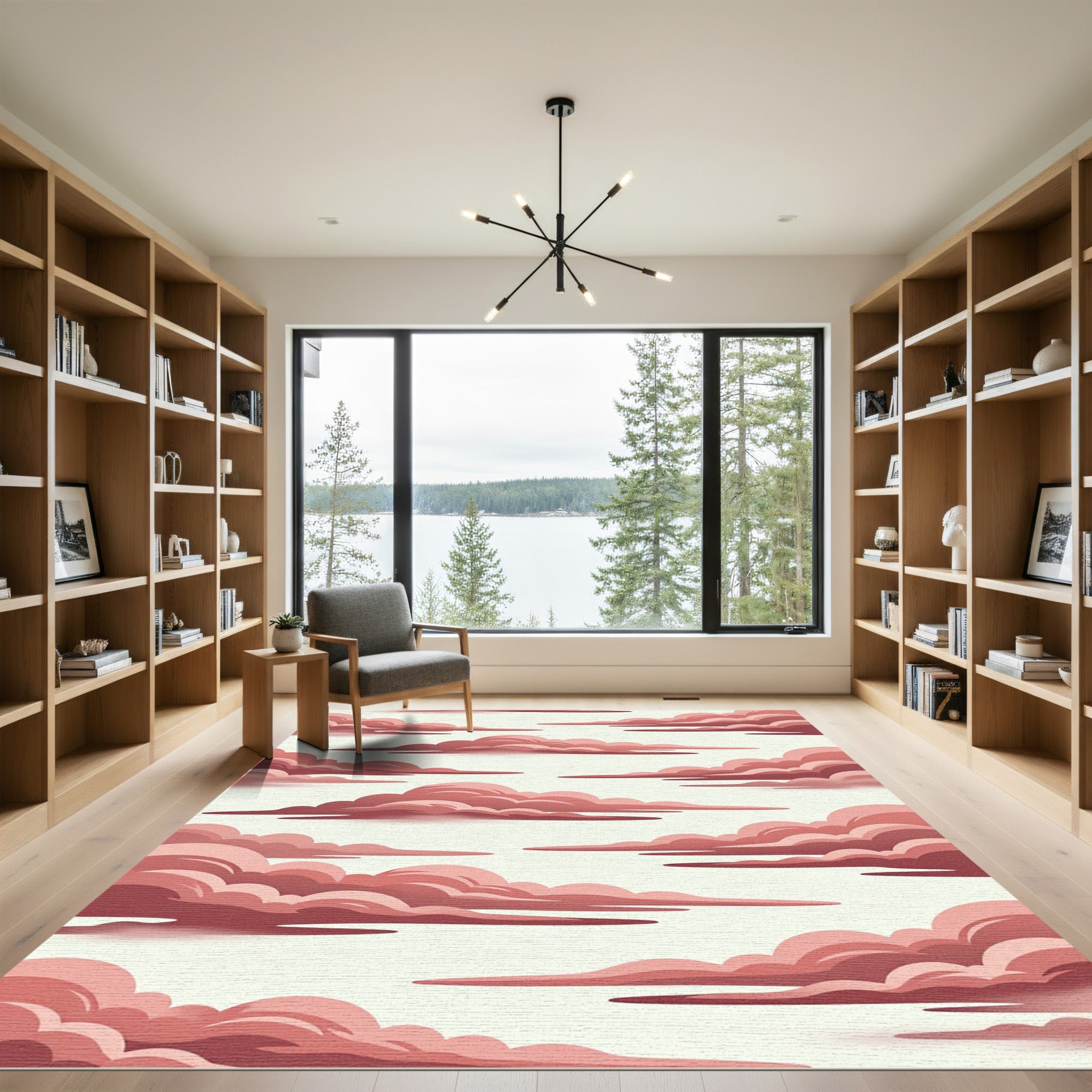 Dreamy Pink Cloudy Sky Illustration Rug