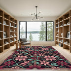 Elegant Pink Clematis Floral Lattice Rug