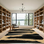 Minimalist Black Ink Brush Stroke Rug