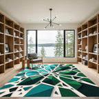 Emerald Geometric Abstract Shards Rug