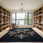 Ornate Golden Silver Star Mandala Rug