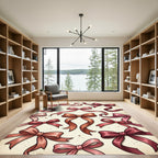 Romantic Dusty Rose Ribbon Bow Decor Rug