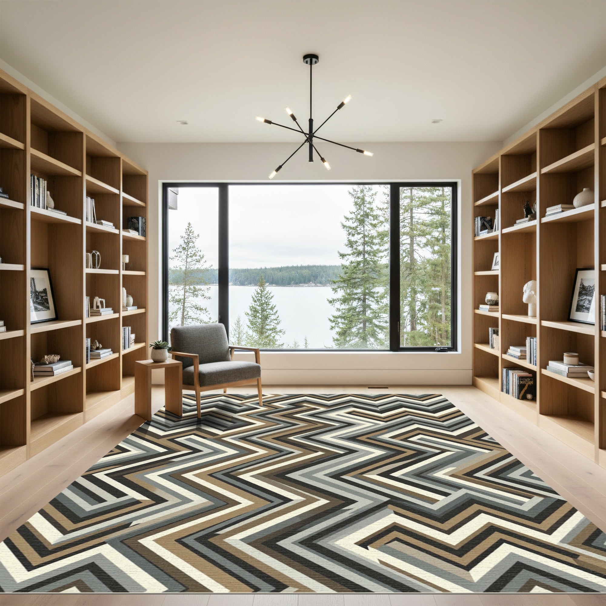 Modern Earthy Zigzag Chevron Texture Rug
