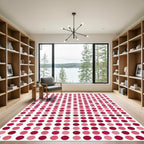 Crimson Pink Polka Dot Grid Rug