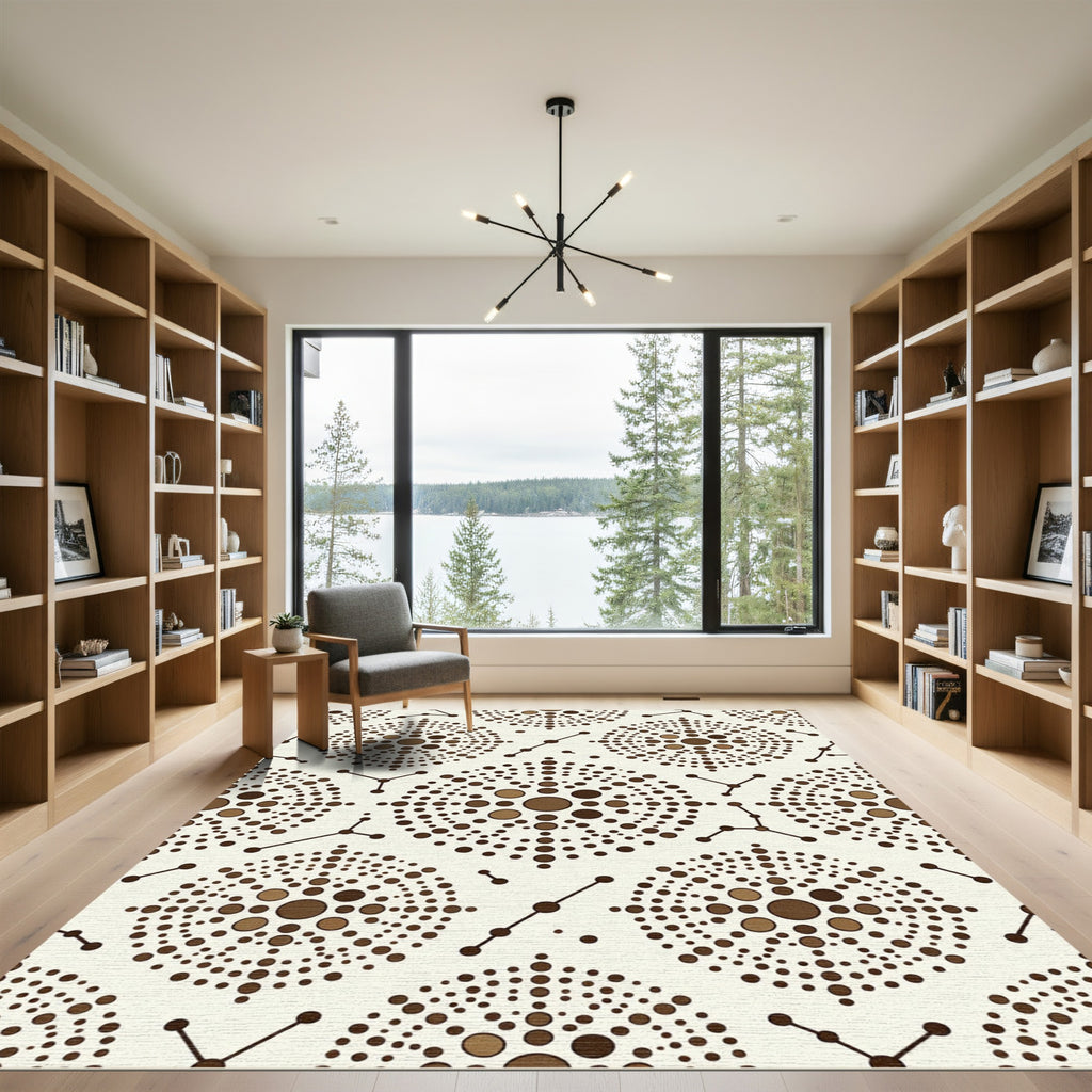 Brown Dot Mandala Geometric Diamond Rug