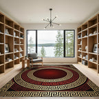 Crimson Gold Layered Greek Key Rug