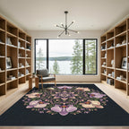 Elegant Floral Orchid Mandala Round Rug