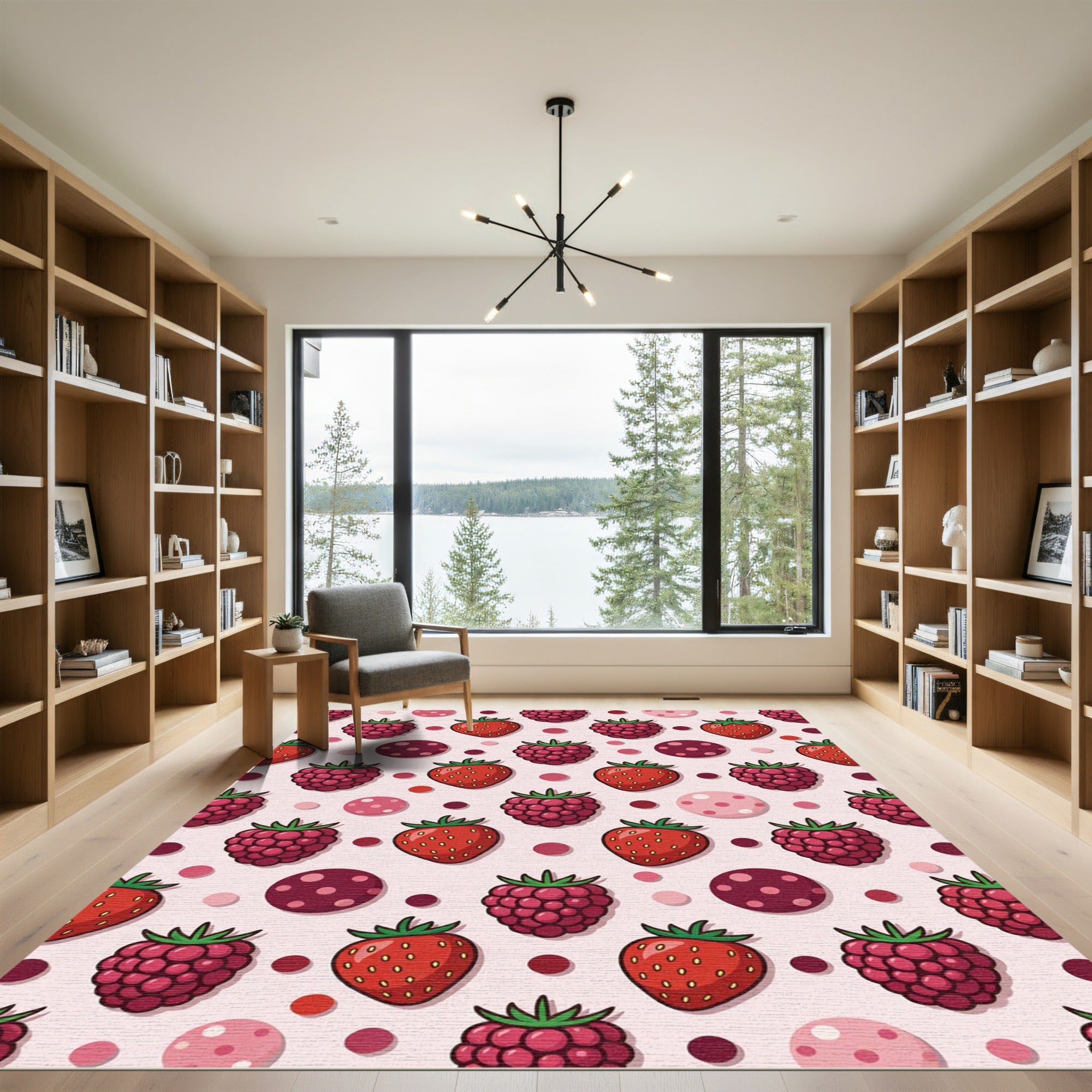 Bright Red Berry Polka Dot Collage Rug