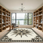 Golden Starburst Compass Medallion Rug