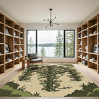 Olive Green Honeysuckle Trellis Art Rug