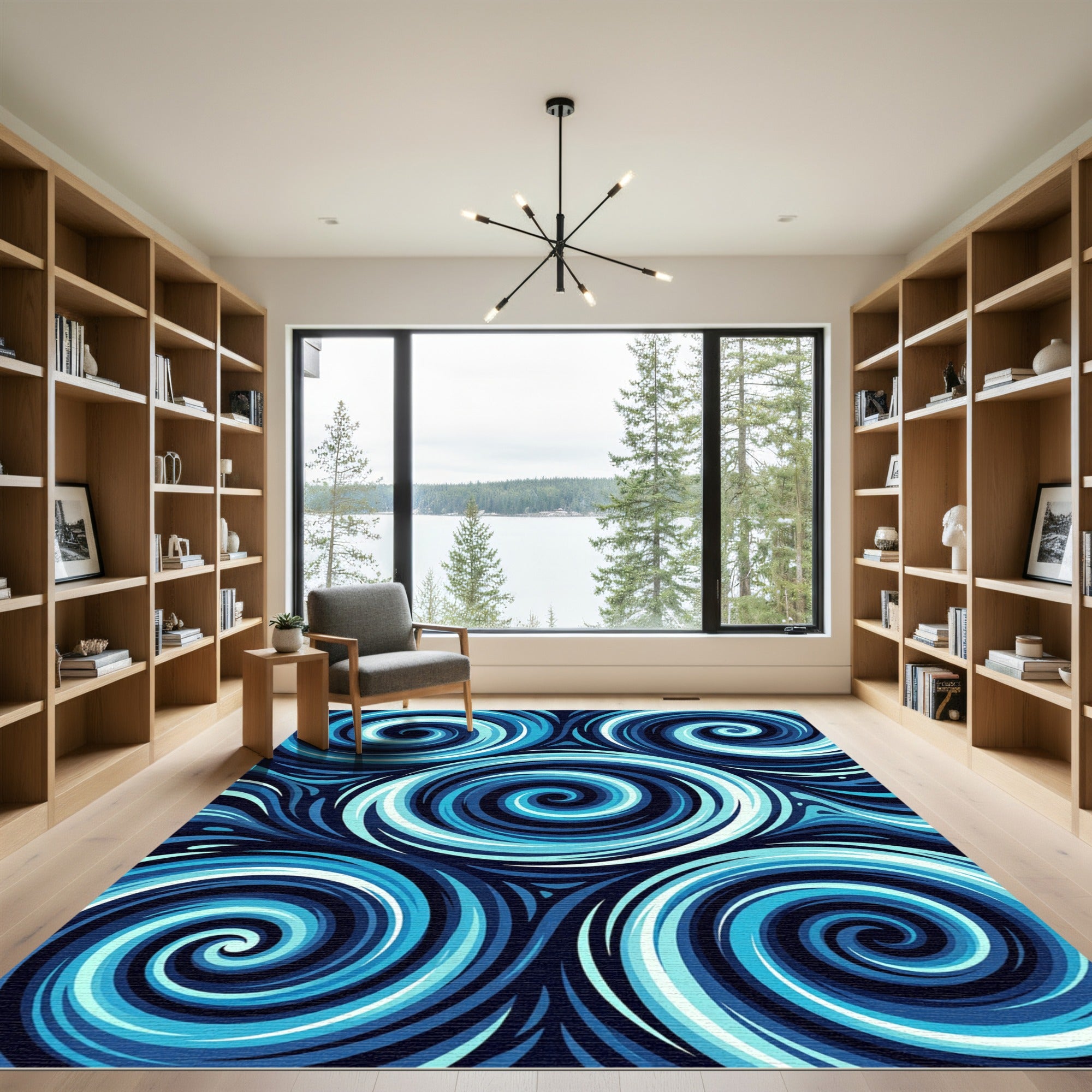Azure Whirlpool Abstract Flow Rug