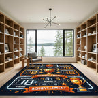 Golden Basketball Championship Trophy Scoreboard Rug