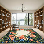 Coral Peach Floral Lily Garden Rug