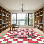 Red White Checkered Barn Motif Rug