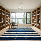 Coastal Navy and White Striped Parasols Rug