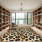 Gold Black Leopard Spots Texture Rug