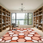 Terracotta Segmented Geometric Honeycomb Rug
