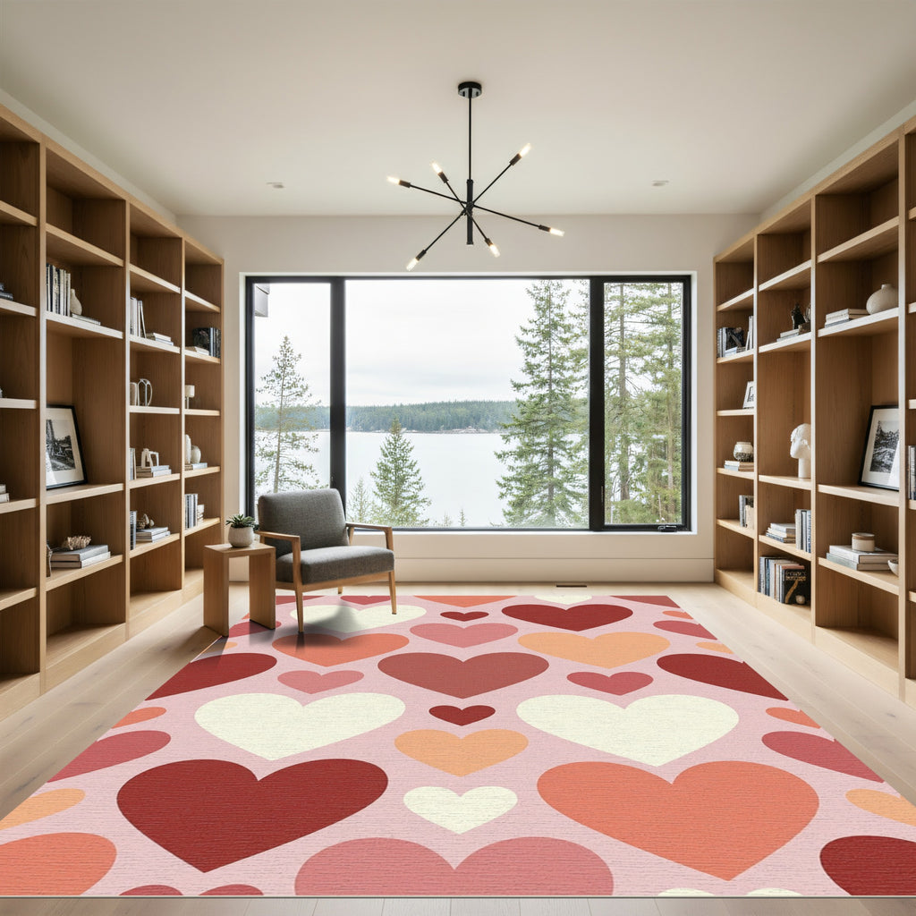 Sweet Pastel Heart Mosaic Art Rug