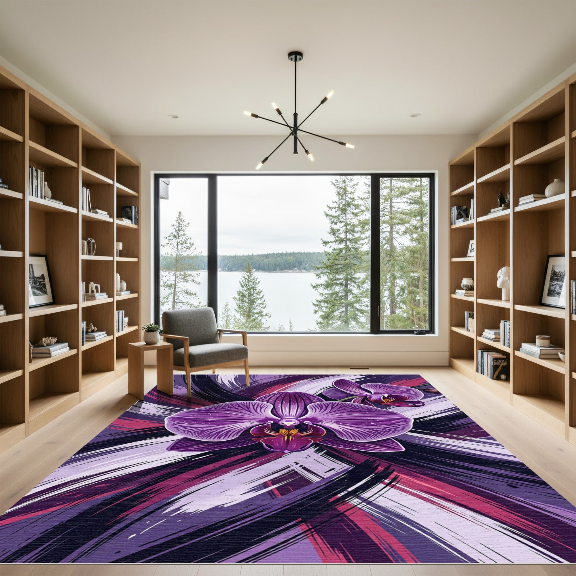 Vibrant Purple Orchid Brushstroke Rug
