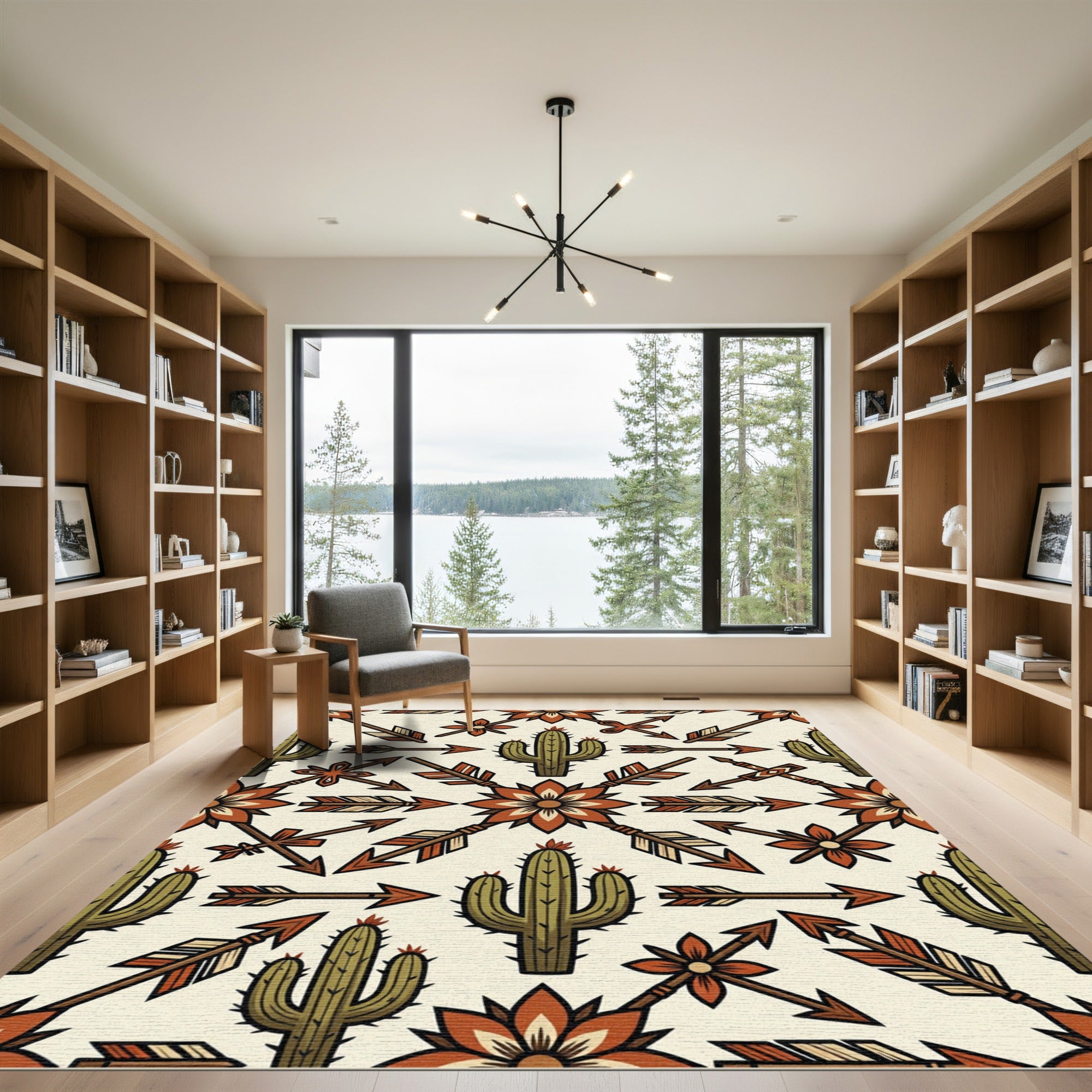 Desert Cactus Arrow Floral Medallion Rug