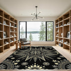Celestial Monochrome Starburst Floral Geometric Rug