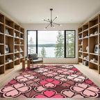 Pink Clover Heart Pattern Rug