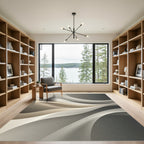 Minimalist Neutral Cream Flowing Wave Rug