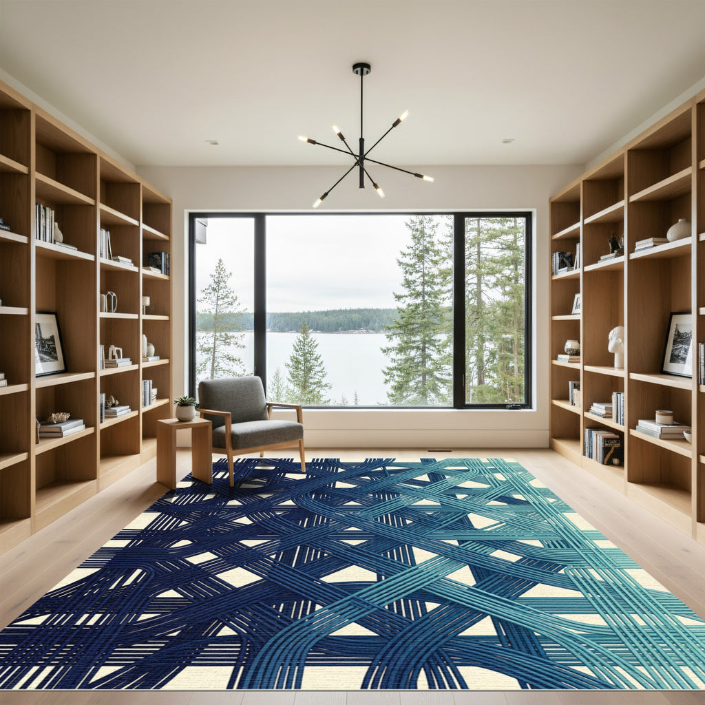 Deep Blue Intertwined Cord Rug