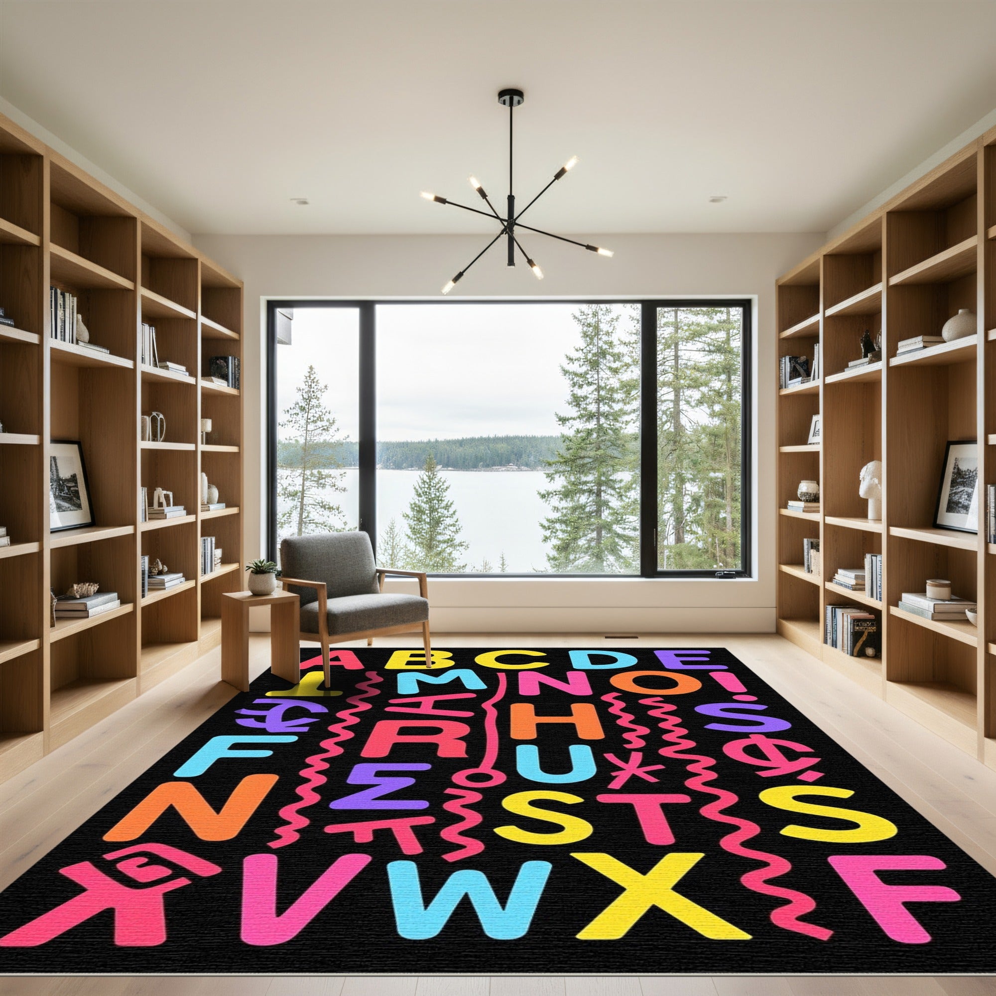 Vibrant Alphabet Composition Retro Rug
