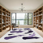 Abstract Deep Purple Brush Stroke Swirls Rug
