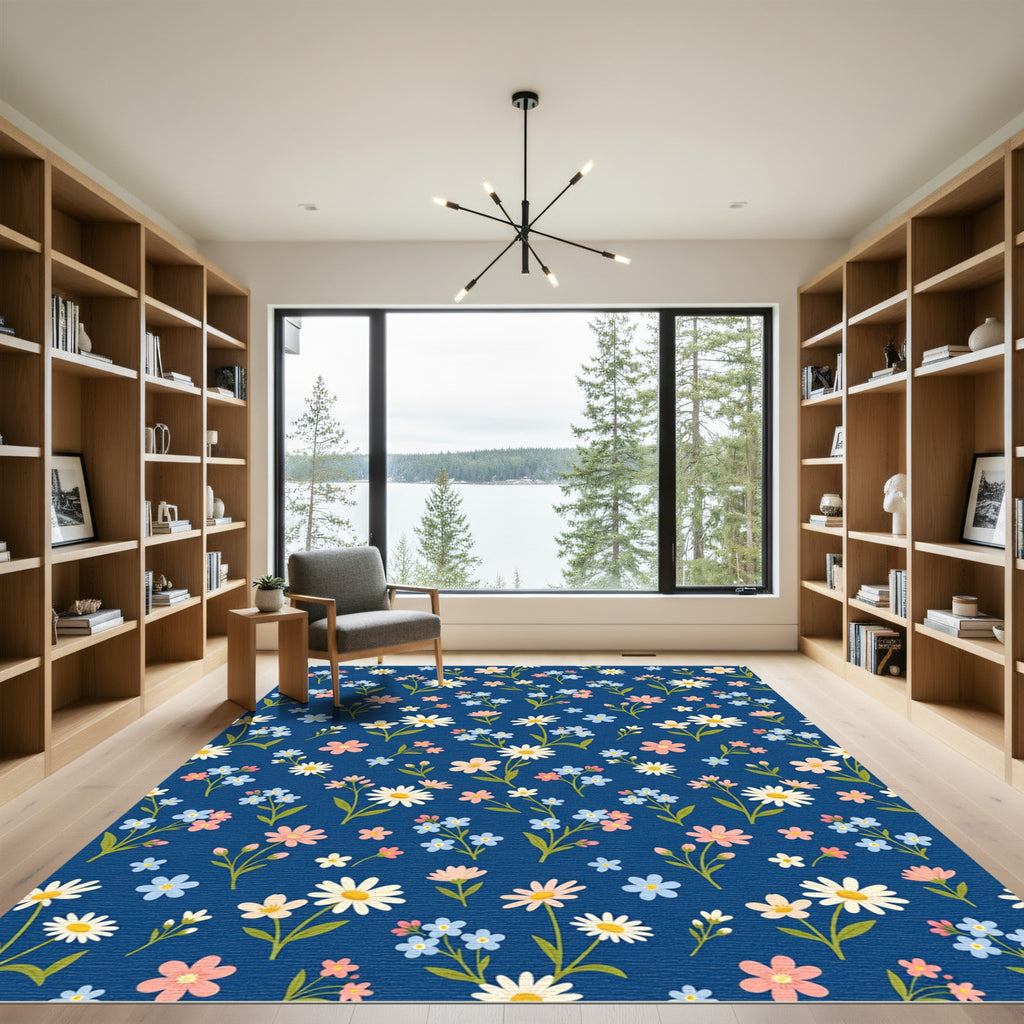 Field Of Flowers Navy Blue Rug