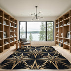 Luxurious Gold Celestial Star Geometric Rug