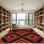 Fiery Orange Diamond Tribal Rug