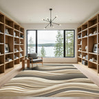 Neutral Abstract Wavy Flowing Lines Rug