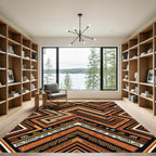 Earthy Geometric Chevron Aztec Art Rug
